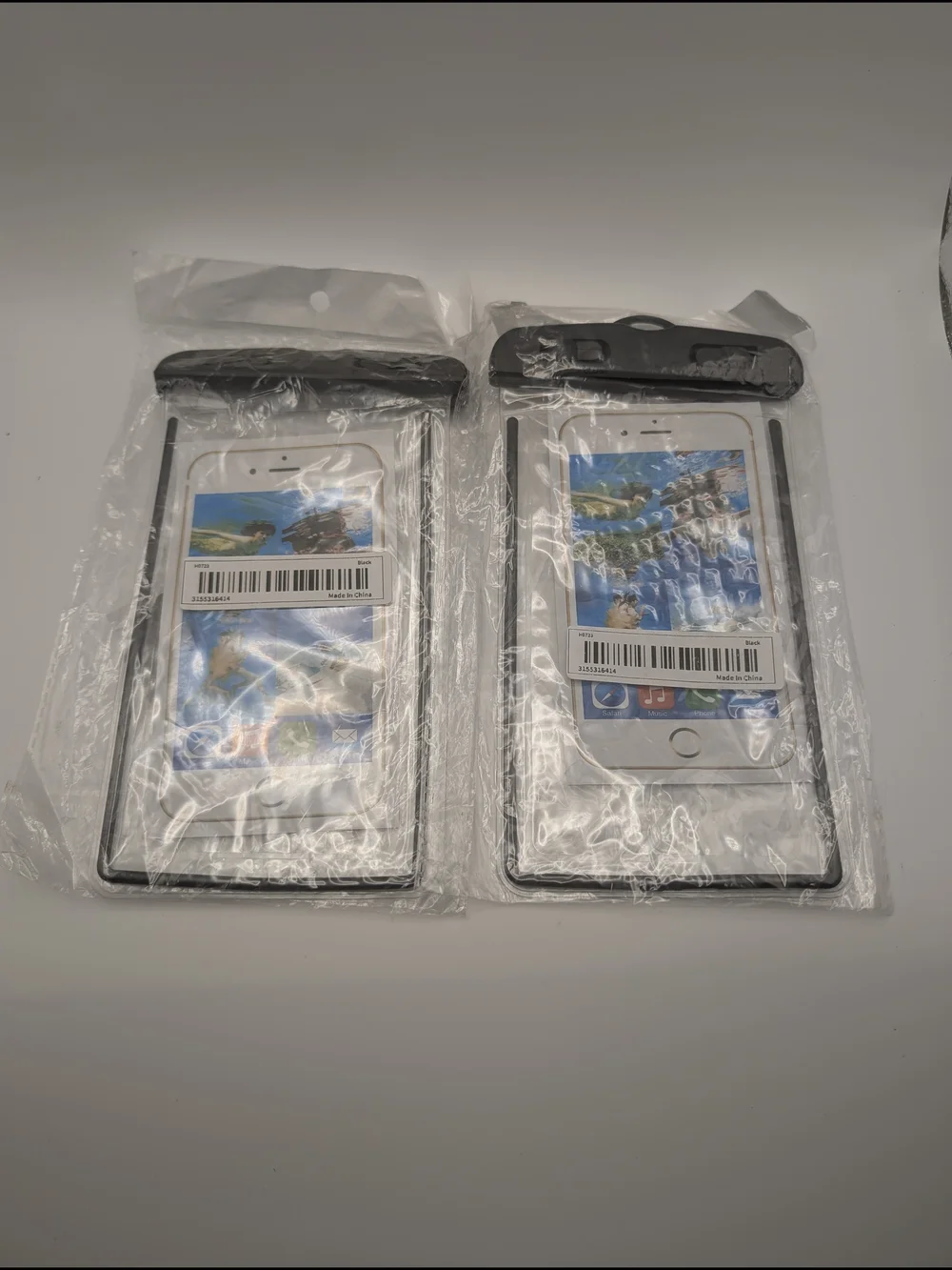 Universal Clear Waterproof Phone Pouch - Black Trim (2 Pack)